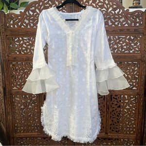 BRAND NEW Crisp White Pakistani Indian 3 Piece Cotton Gharara Suit